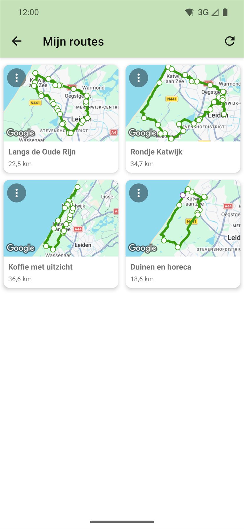 Mijn routes: uw eigen opgeslagen routes als tegels